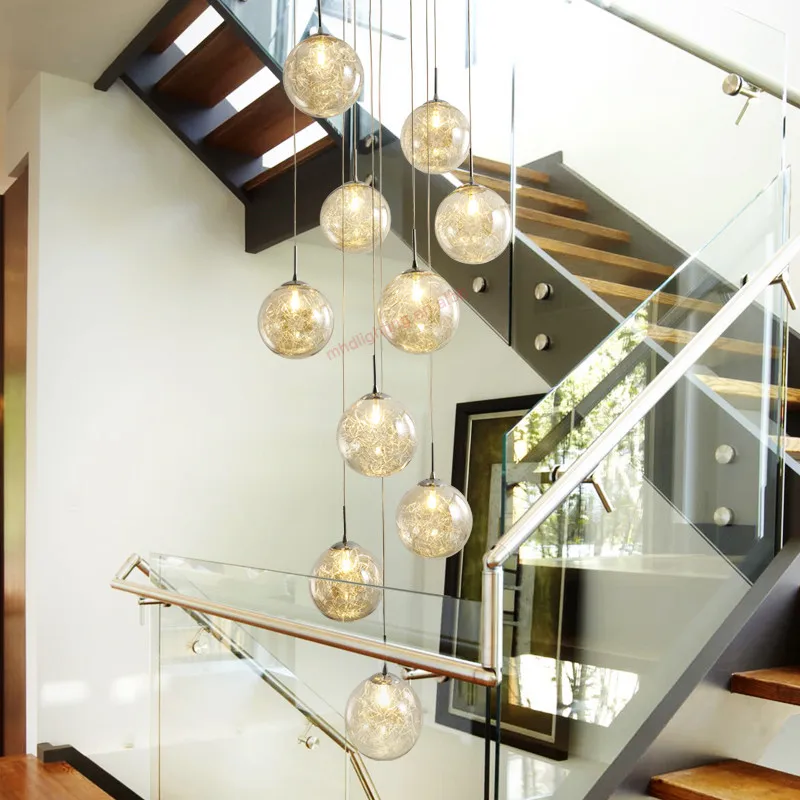 値段 アールデコ調カスタムヴィラ円形吹きラウンドガラススパイラル高天井階段現代ライトホームシャンデリア