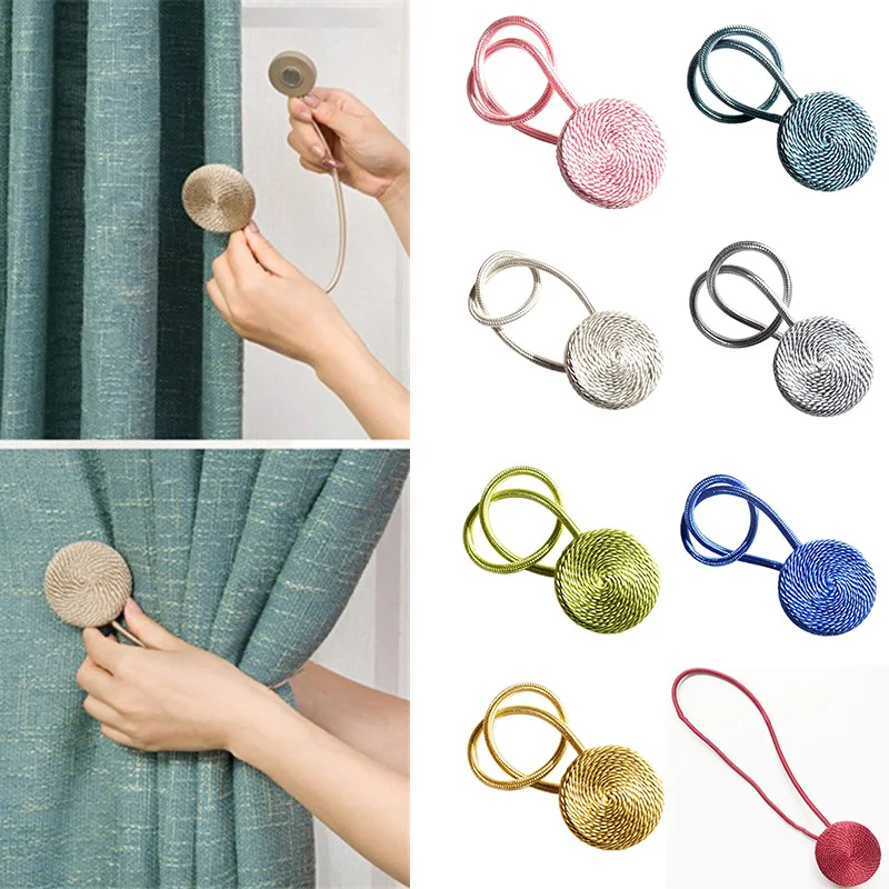 Durable Magnetic Curtain Tiebacks Tie Backs Non-toxic Braided Round Curtain Buckles Holder Home Garden Supplies