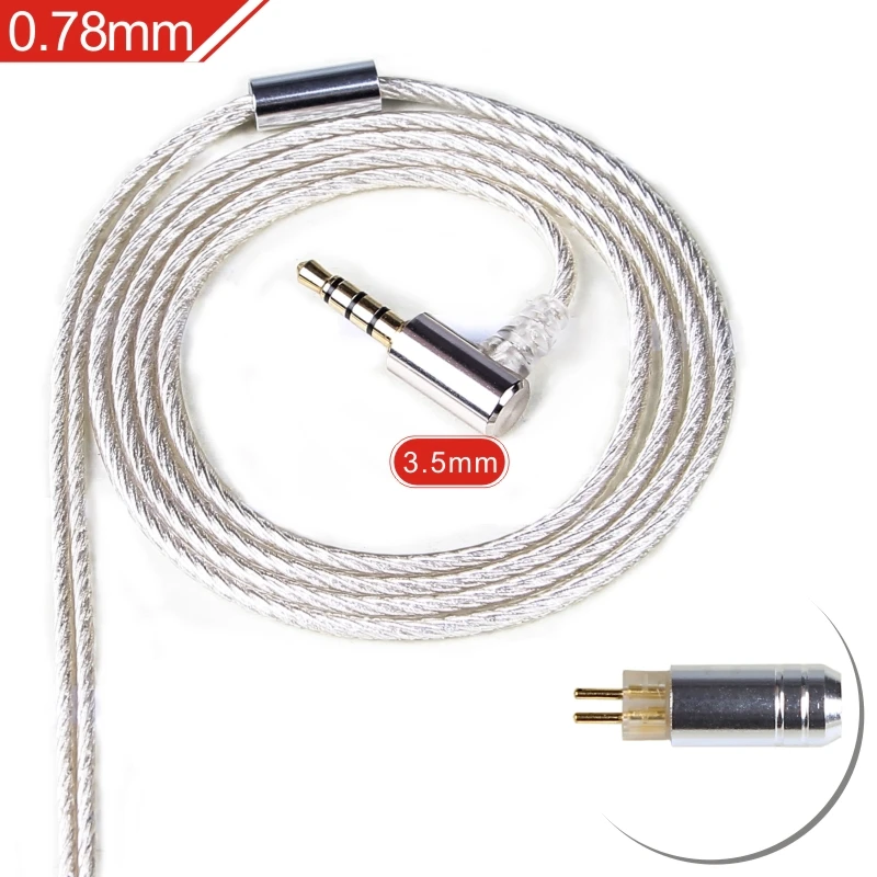 White 0.78mm FDBRO кабель для наушников посеребренный провод MMCX кабель для SE425 SE535 IE80 IE8I IE8 A2DC IM 2Pin 0,78 мм чехол - Цвет: White 0.78mm