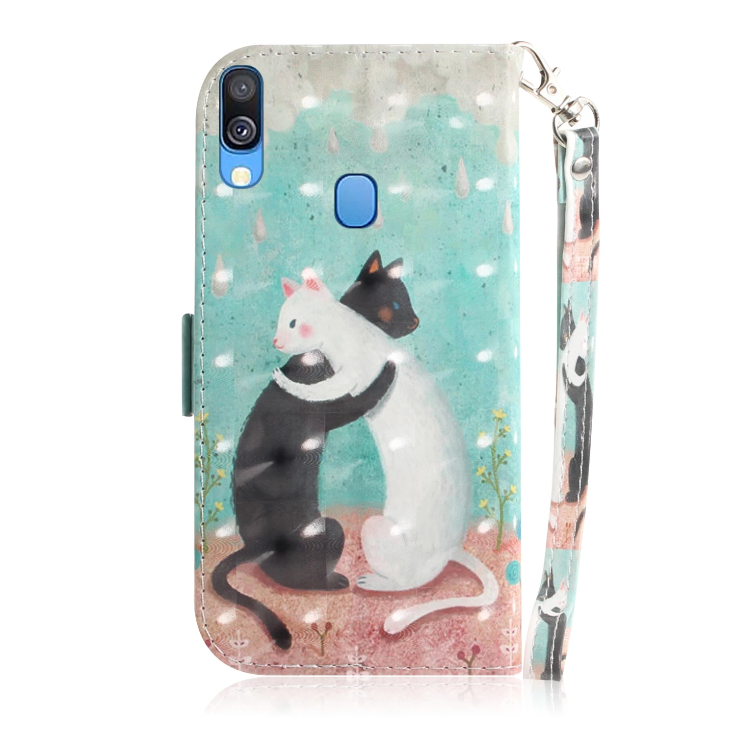 Чехол для телефона Etui Coque крышка чехол для samsung Galaxy A10 A20 A30 A40 A50 A60 A70 A80 A90 M10 M20 M40 чехол с 3D Cat Чехол-Кошелек на липучке