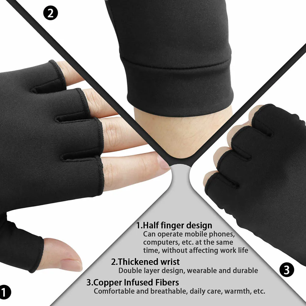 Newly Copper Fiber Compression Arthritis Gloves Pain Relief Wrist Joints Support Brace 19ing | Красота и здоровье