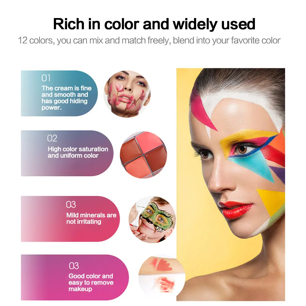 Краска для тела ing многоцветный ужин вечерние Косплей Хэллоуин Косметика глаз