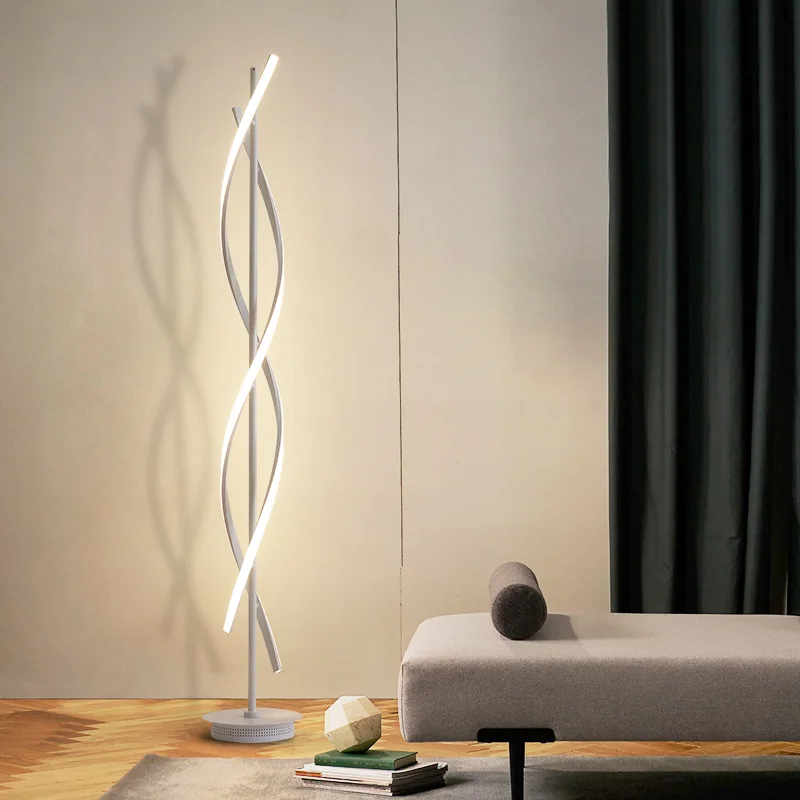 Светодиодный напольный светильник в скандинавском стиле с спиральными лампами для украшения спальни, вертикальный напольный светильник для гостиной, светодиодный светильник