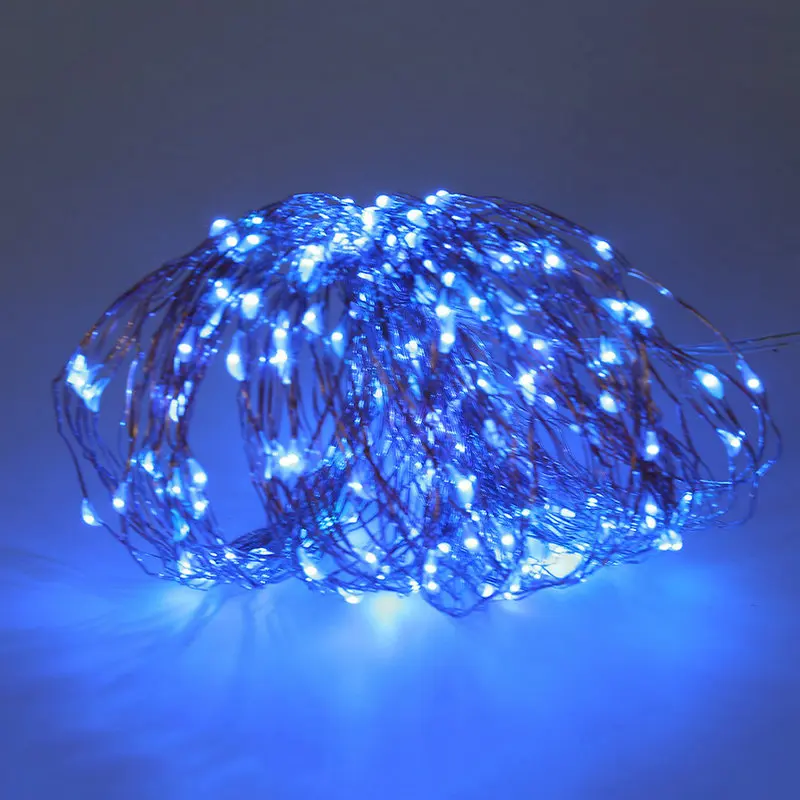 BLUE Солнечные 20 м 200 светодиодный Звездный серебристо-цветной провод светодиодный гирлянда Сказочный свет лоза лампа Рождественские Свадебные вечерние для улицы, домашний декор - Испускаемый цвет: BLUE