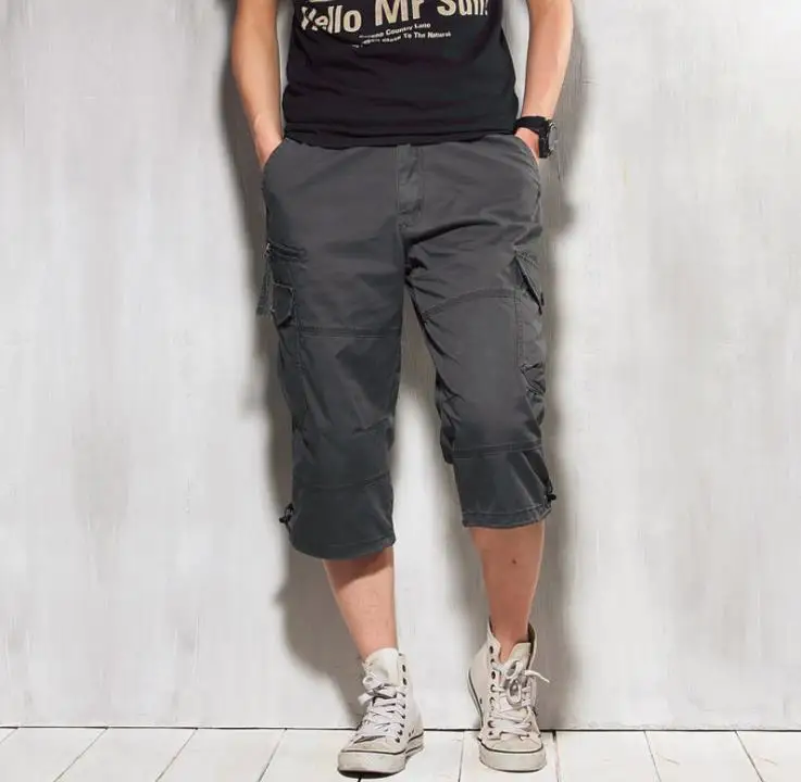 Мужские мешковатые шорты короткие хлопковые карго со множеством карманов в