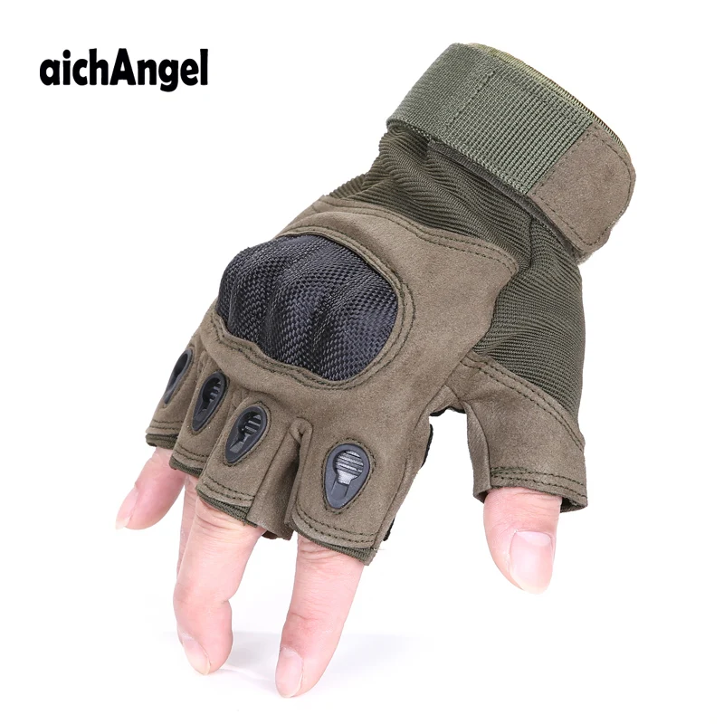 Мужские перчатки с полупальцами армейские военные тактические мотоциклетные
