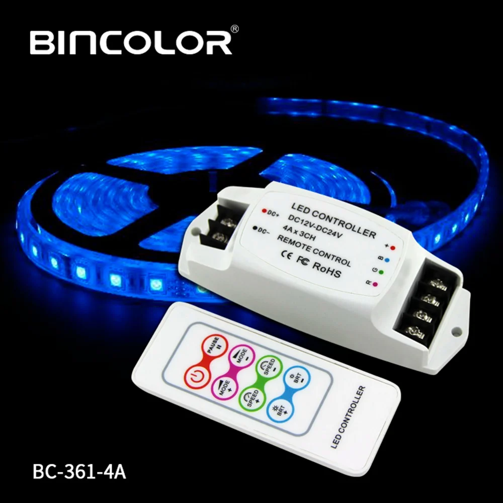 DC12V 24V BC 361 4A с радиочастотным дистанционным беспроводным контроллером RGB 3CH для