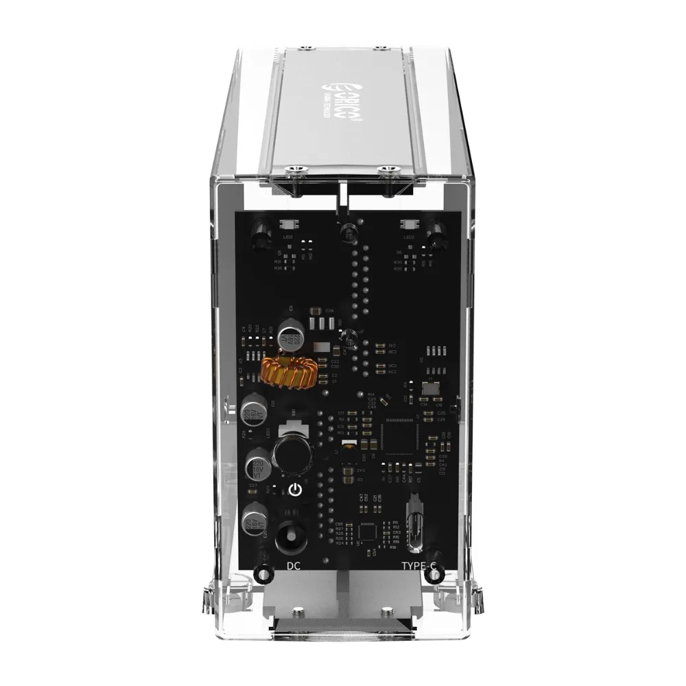 ORICO Daul Bay 3,5 ''USB C HDD чехол SATA к USB C прозрачный с алюминиевым HDD док-станция UASP 24 ТБ добавить 12V адаптер питания