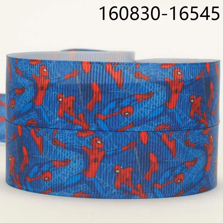 10yards-different sizes-lively cartoon spider-man ribbon printed Grosgrain ribbon