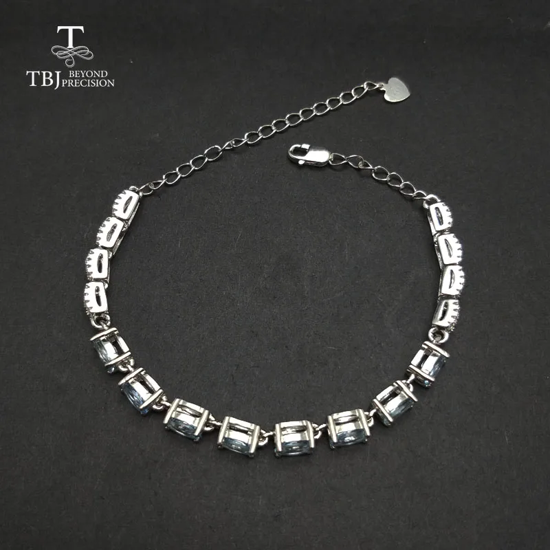 Женский браслет с бразильскими аквамаринами TBJ простой природными драгоценными