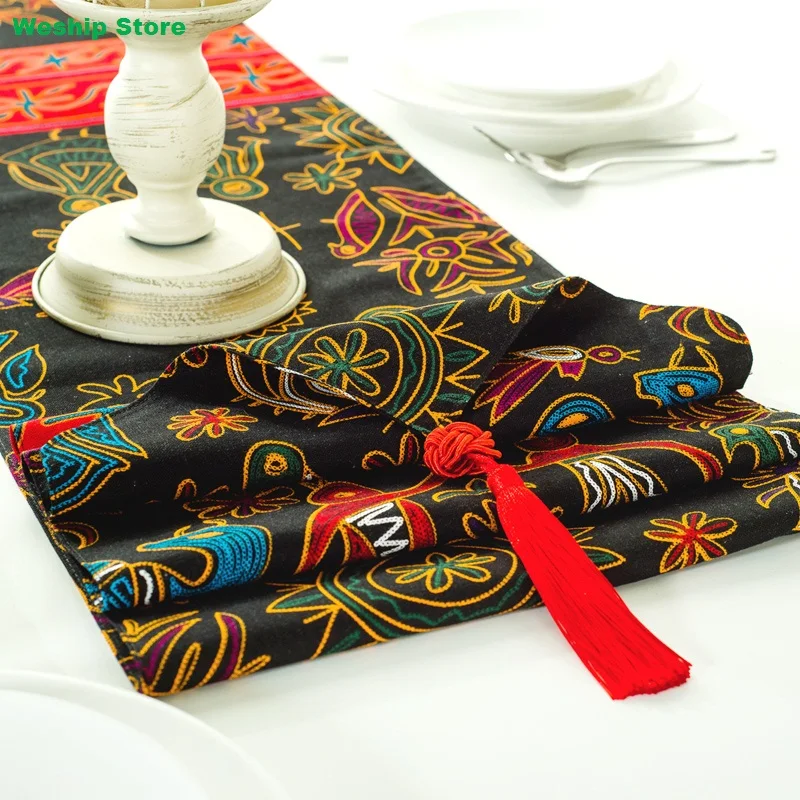 Модная домашняя двухслойная хлопковая настольная дорожка с изображением