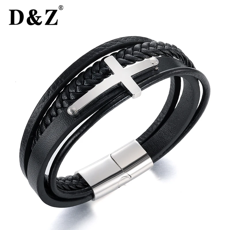 D&Z из нержавеющей стали серебряный цвет крест Распятие браслеты модные