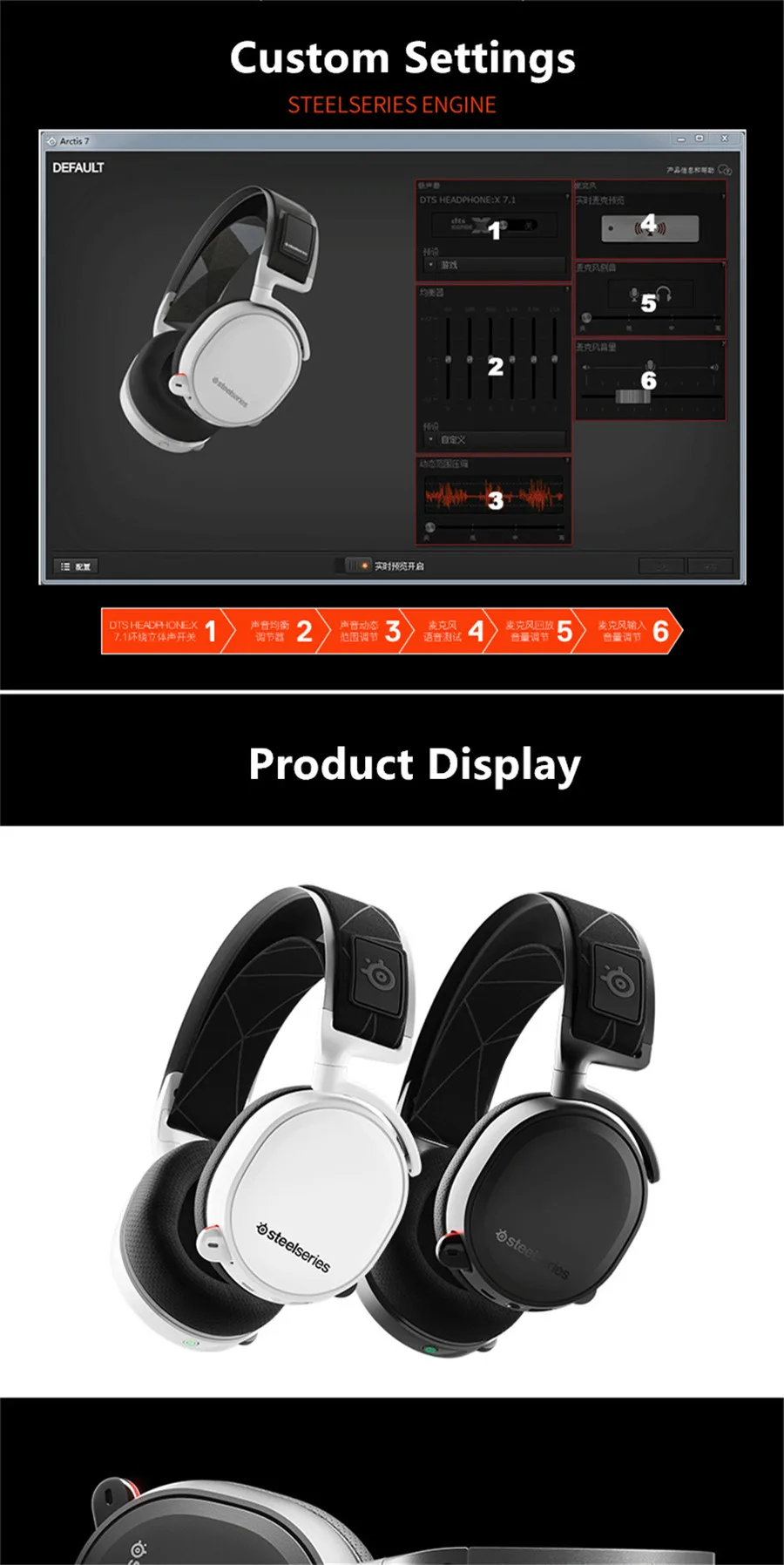 Серия SteelSeries Arctis 7 игровая гарнитура High DTSXv2.0 7,1 Беспроводная игровая гарнитура наушники с ремнем для ношения пшеницы