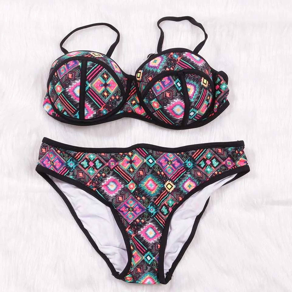 Сексуальный новый бикини 2019 с принтом M L XL вязаный крючком женский купальный