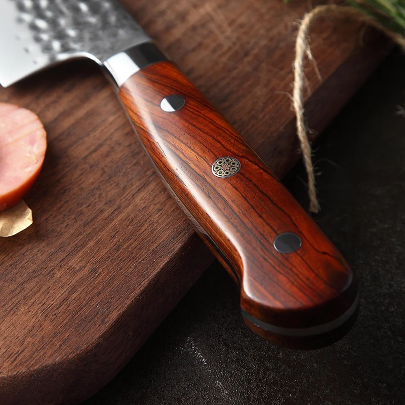 XINZUO Высокое качество 7 дюймов Santoku ножи Дамасская сталь шеф-повара кухонные ножи острый Кливер ножи подарок нож палисандр ручка
