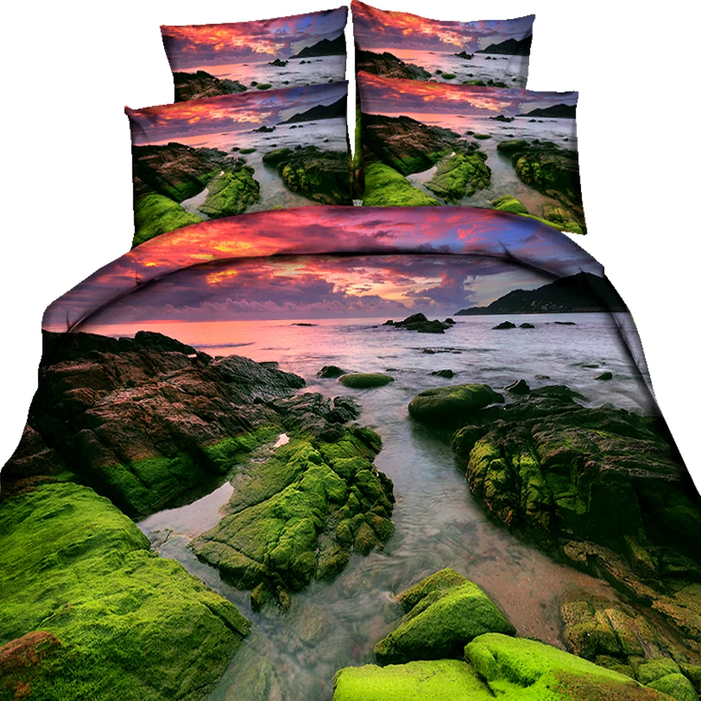 3/4 Pieces Bed Duvet Cover Set 3D Printed for Desert Majestic Sky View Palm Trees and Cactus in Oasis Morocco Tropic Nature | Дом и сад
