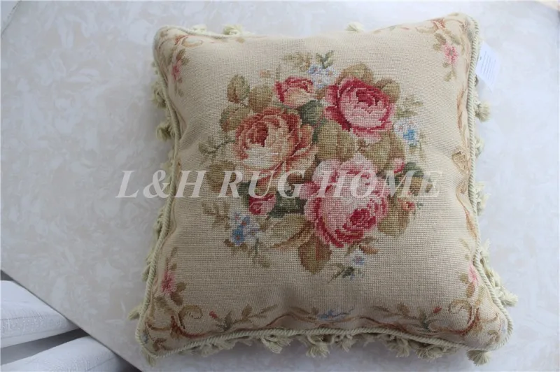 15 К 1" x 16" Кружево Подушка, handknotted подушки с цветочным орнаментом без вставки