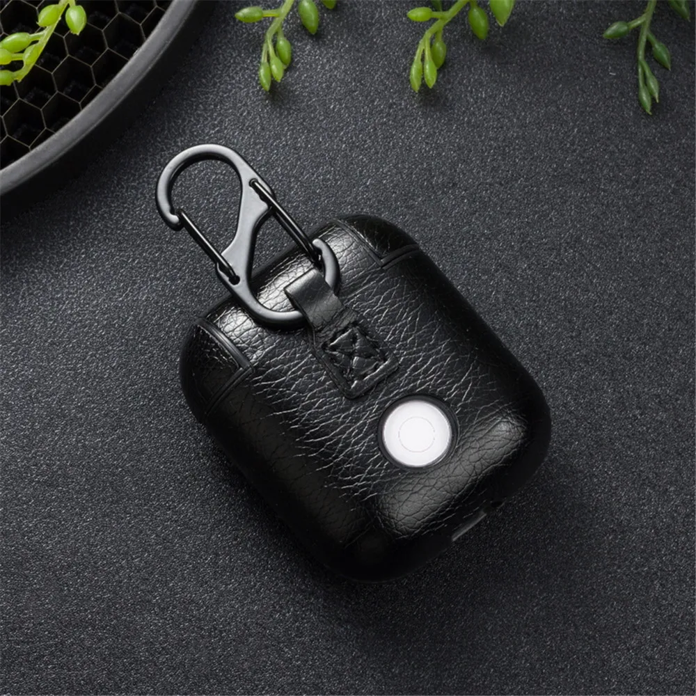 Винтажный чехол-крючок из натуральной кожи для AirPods, матовый чехол для Airpods 1 2, роскошная Защитная сумка для хранения, черный и коричневый цвета, Прямая поставка
