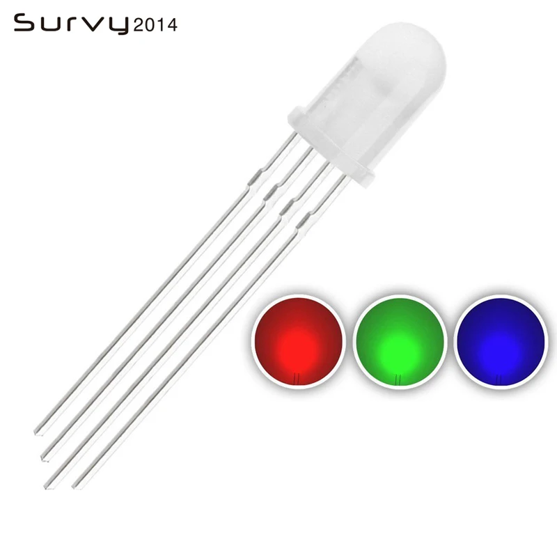 20/50/100 шт круглый светодиодный 5 мм RGB 4Pin общий анод/катод молочно-белый, зеленый, синий и красный цвета