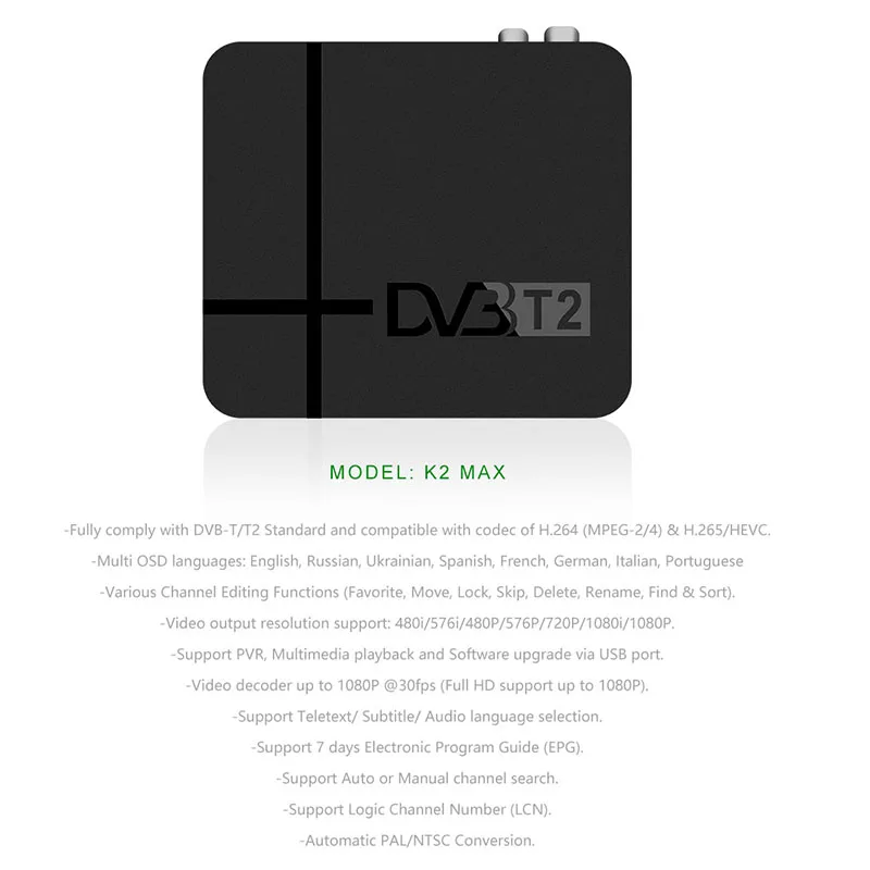 K2 Max DVB-T2 ТВ-тюнер Поддержка IPTV H.265 RJ45 сетевой наземный ТВ-приемник Full HD цифровой DVB T2 телеприставка