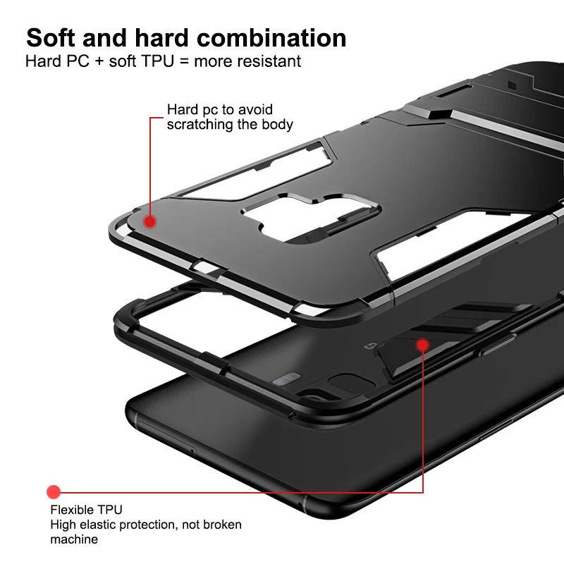 PDGB тонкий бронированный ТПУ Жесткий ПК чехол подставка для Huawei Y6 Y7 Pro 2019 Y5 Prime 2018 Y9
