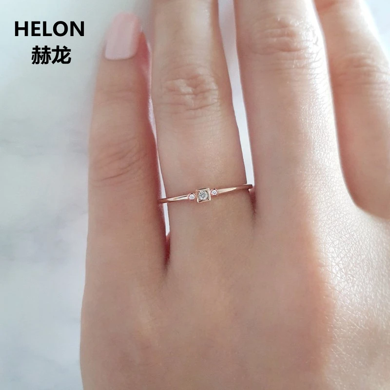 

Solid 14k Rose Gold Natural Diamonds Engagement Ring for Women Anniversary Wedding Band Fine Jewelry