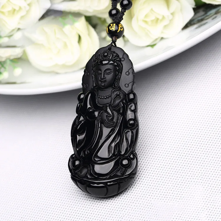Лидер продаж подвеска Nanhai Guanyin из натурального обсидиана с благословением на
