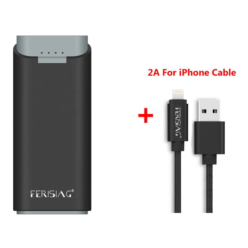 nylon for iphone FERISING Мини 5200 мАч Внешний аккумулятор 18650 литиевый аккумулятор портативный Банк питания быстрое зарядное устройство для iPhone X XR - Цвет: nylon for iphone
