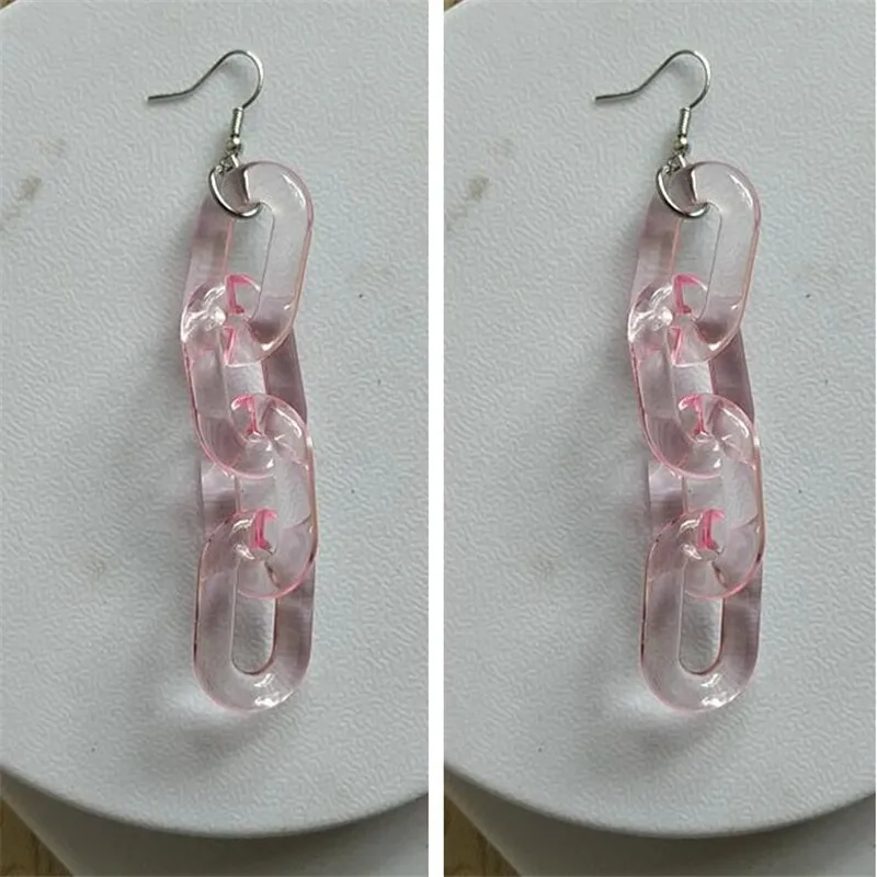 pink 4 links 3/4/5 ссылка Прозрачный Красный Розовый акриловые ссылки висячие серьги рок большие серьги длинные Позолоченные каплевидные серьги с квадратными для Для женщин подарок для девочки вечерние di078 - Окраска металла: pink 4 links