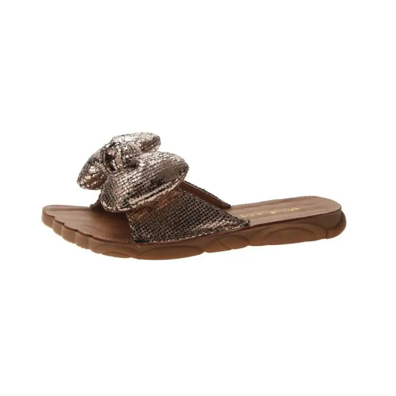 Милые кожаные женские шлепанцы с блестками цвет золотой серебряный черный