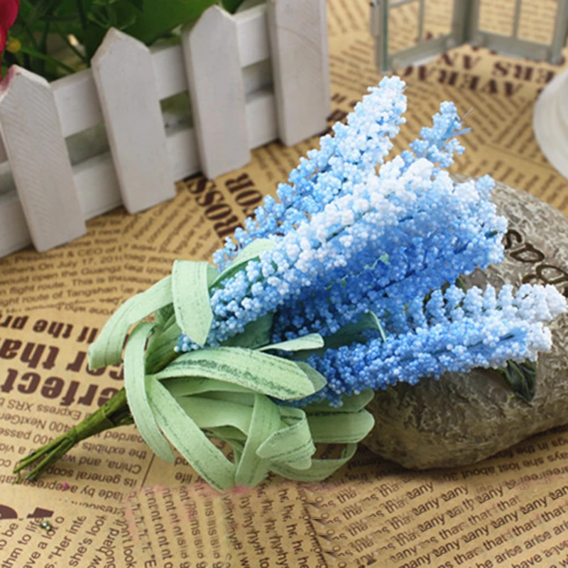 1 букет новый искусственный Лавандовый Шелковый цветок лист для домашнего сада