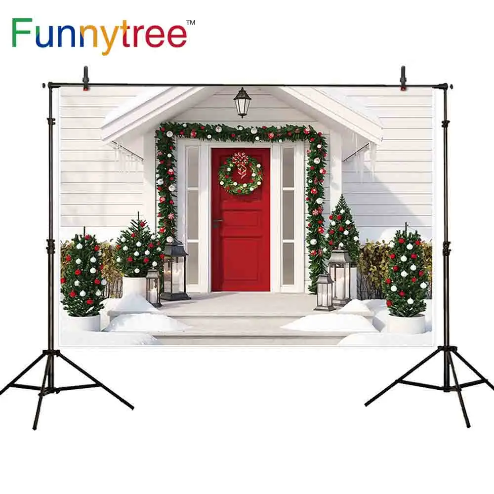 Фоны funnytree для фотостудии Рождественский Декор бонсай дверной проем Снежная зима