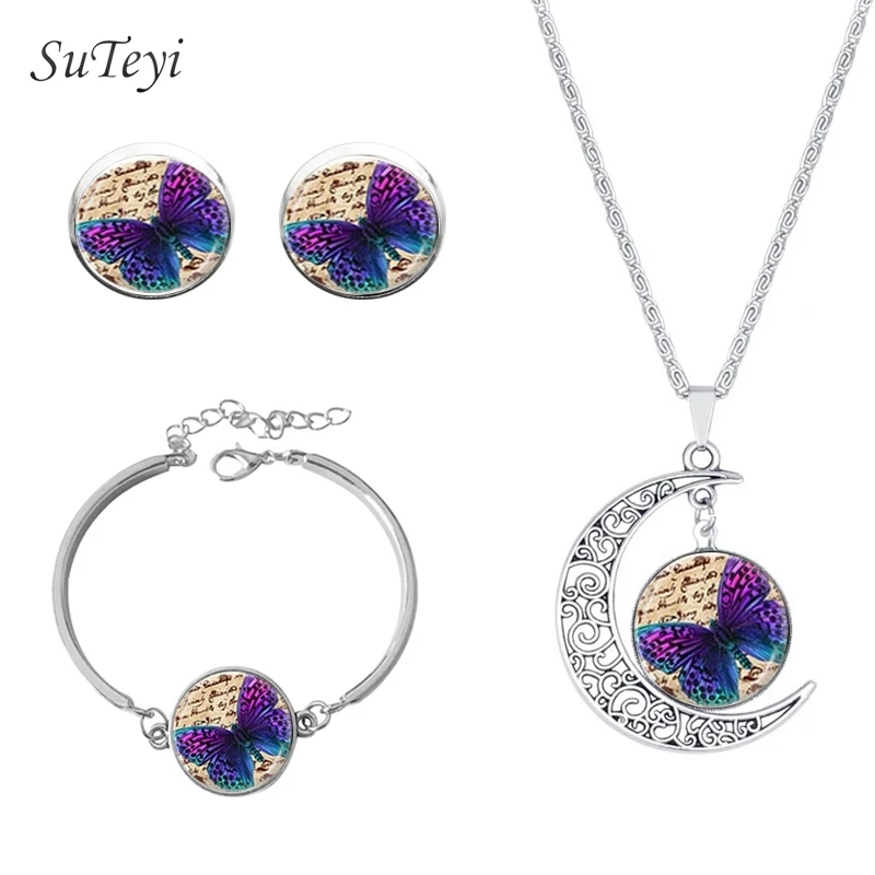 Ювелирный Комплект из колье серёг и браслета с изображением Луны|jewelry sets|earrings