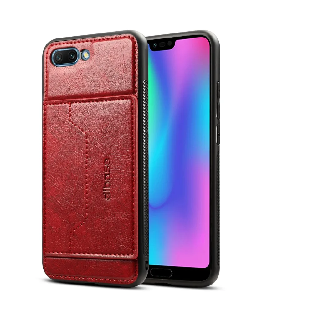 Dibase Brand for Huawei Honor 10 Case Crazy-horse leather PC hard Phone Cases Card Pocket Bracket Back Cover |
