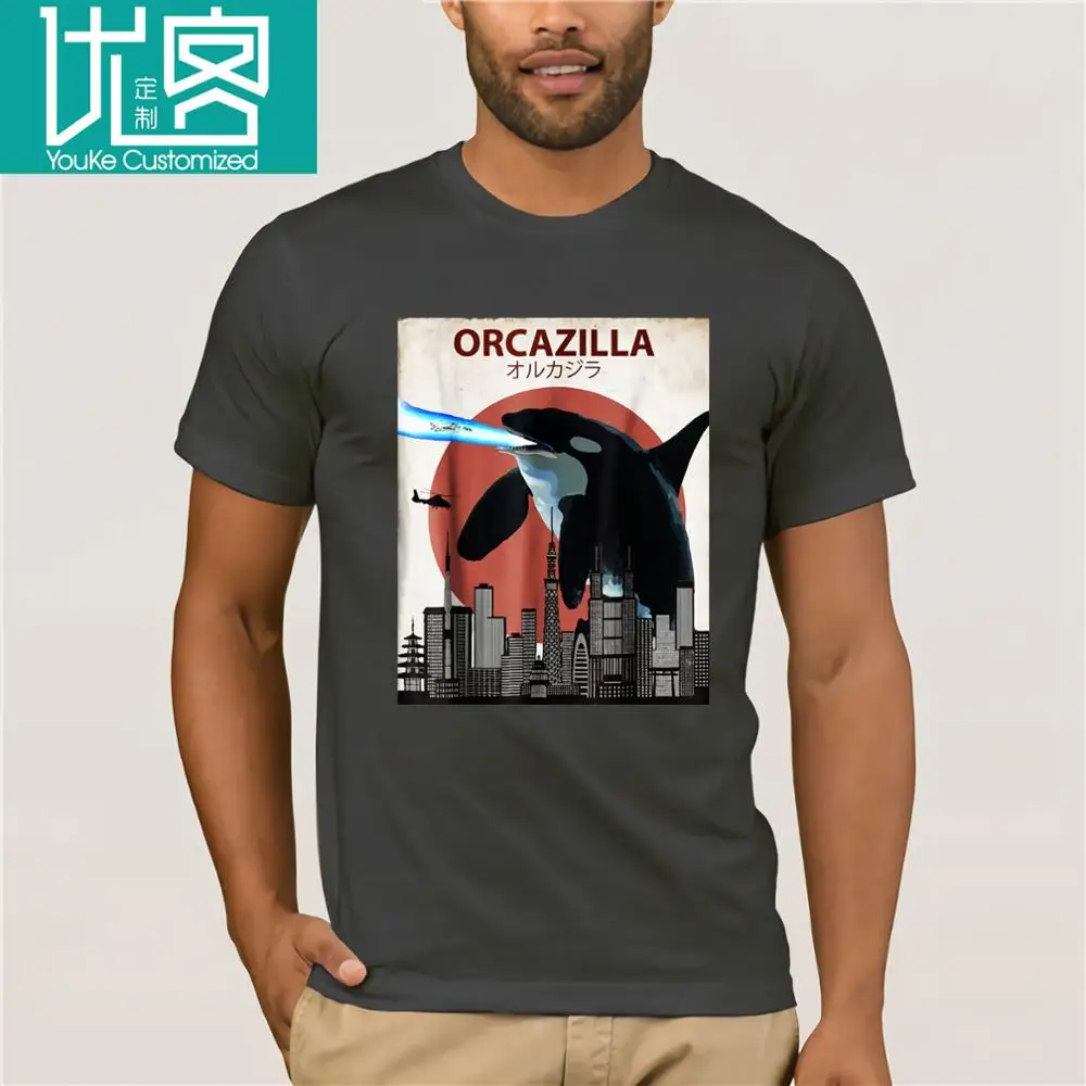 2019 Новая мужская футболка с коротким рукавом 100% хлопок для мужчин Orca zilla забавная