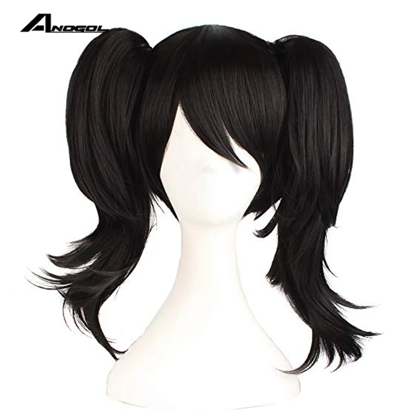Новинка Anogol! Нико Ядзава двойной клип хвост черный синтетический косплей парик
