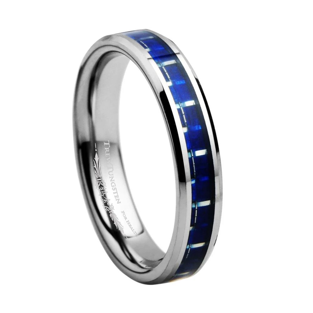 

Blue and Silver Carbon Fiber Inlaid Tungsten Wedding Band Width - 4mm /TURI0014L