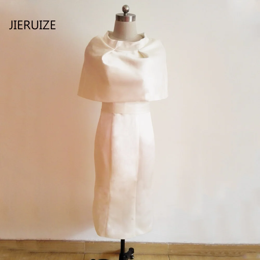 Вечерние платья JIERUIZE до середины икры с накидкой и разрезом сзади для матери