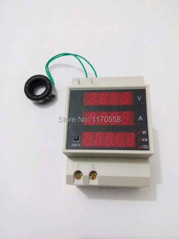 

Din rail LED voltmeter ammeter active reactive power power factor with customized external current transformer AC200-450V 0-100A