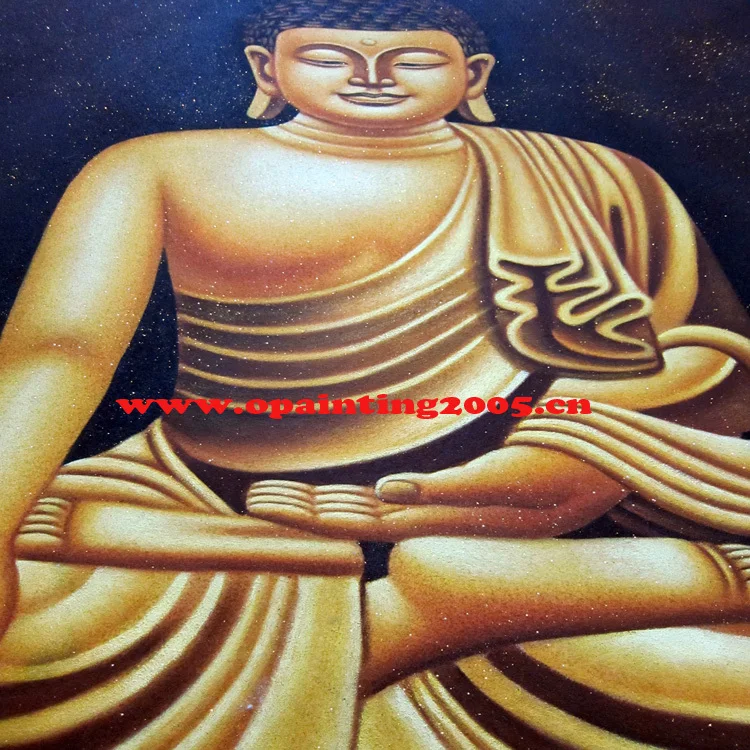 Ручная роспись Золотой Будда картина маслом на холсте настенная живопись для