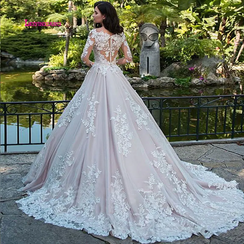 LEIYINXIANG роскошное бальное платье свадебное 2019 Vestido De Noiva с кружевом аппликацией