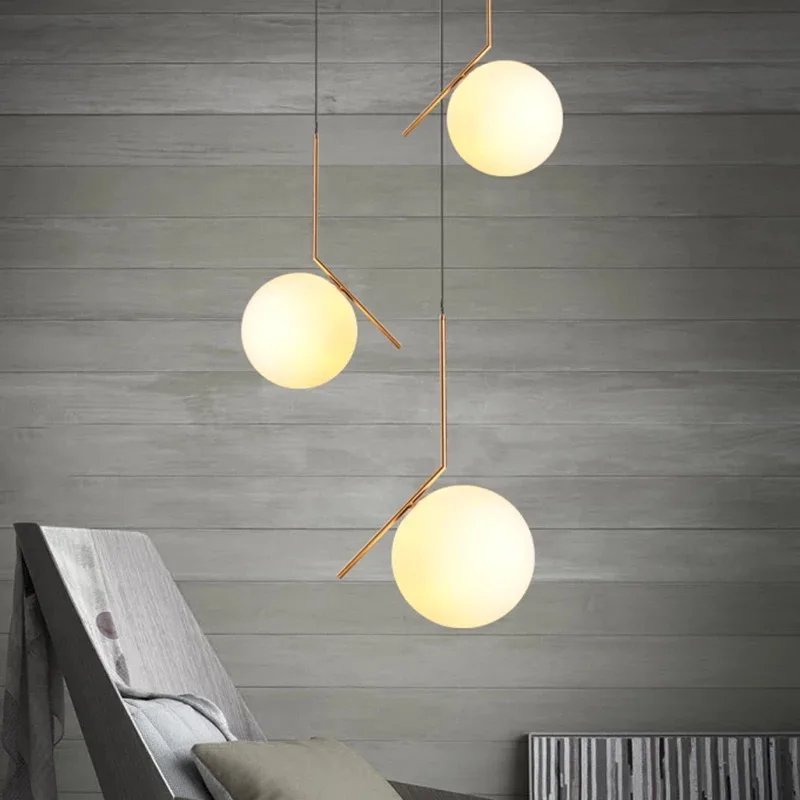 

Modern Glass Ball LED Pendant Light Metal Magic Bean Molecular Milk white Suspension Lamp Study Room Simple Home lighting PA0038