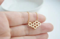 10 hollow honey comb bee hive necklace cute honeycomb beehive geometric hexagon pendant charm chain necklace lover lucky jewelry