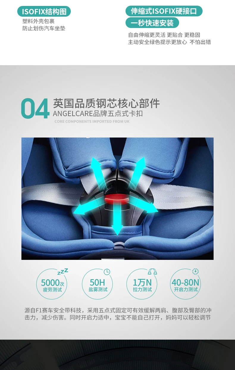 Eebaby детское автокресло безопасности isofix жесткий интерфейс пятиточечный фиксированный 0-12 лет литьевой стальной каркас