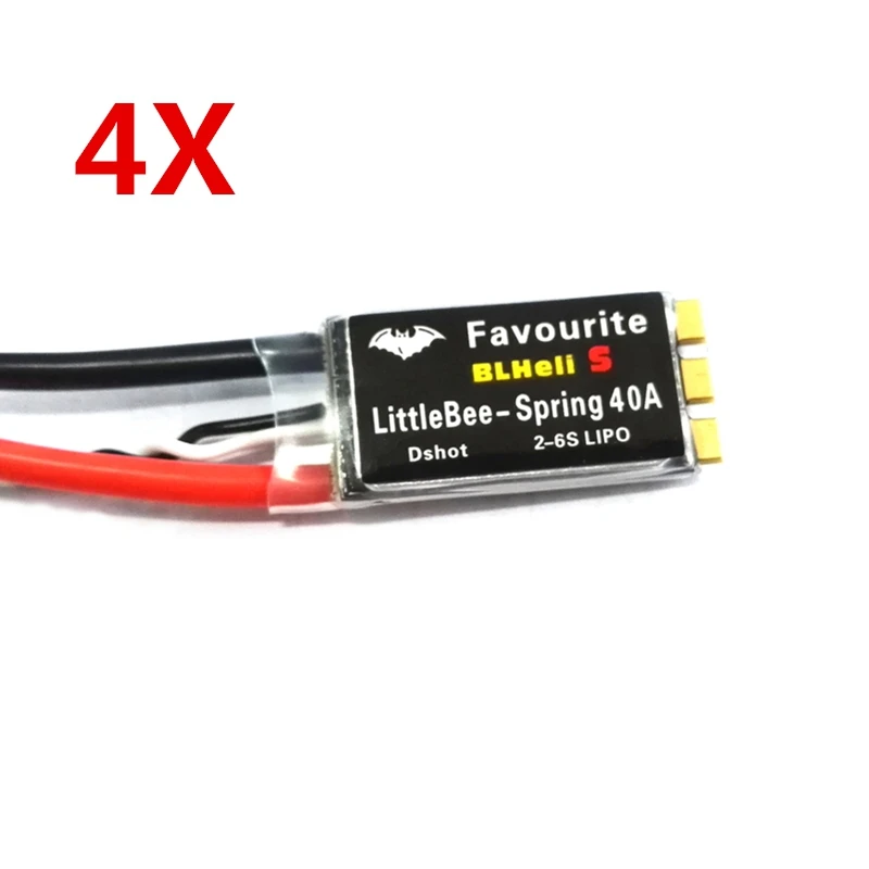 4-портовый FVT LittleBee Spring 40A ESC Blheli_S Dshot 2-6S multishot Oneshot42 OneShot125 для RC Racing Racer Drone Qudcopter |