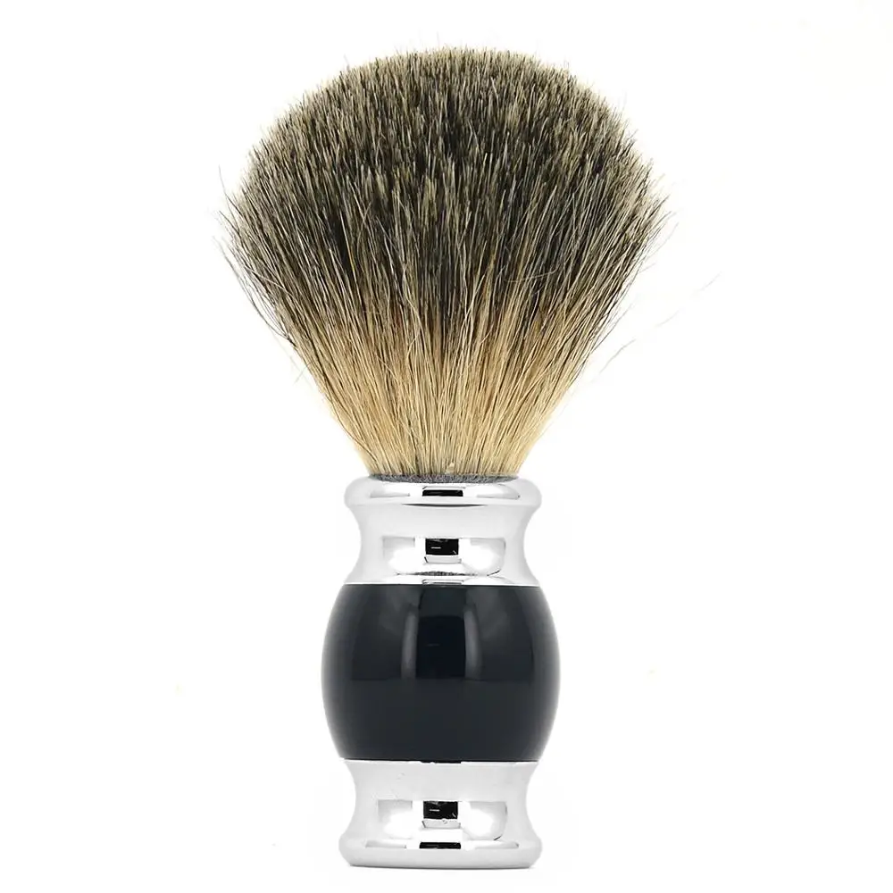 Black Resin Handle Grandslam, щетка для бритья, чистый барсук, для мужчин, для бритья, для бороды, щетка для бритвы, двойная, безопасная, прямая, Классическая бритва - Цвет: Black Resin Handle