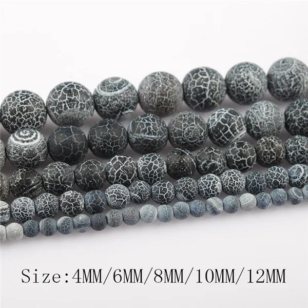 Black agate stone 4, 6, 8, 10, 12 мм бусины из натурального камня матовые потертые агатовые бусины круглая бусина из натурального камня для изготовления ювелирных изделий HK045 - Цвет: Black agate stone
