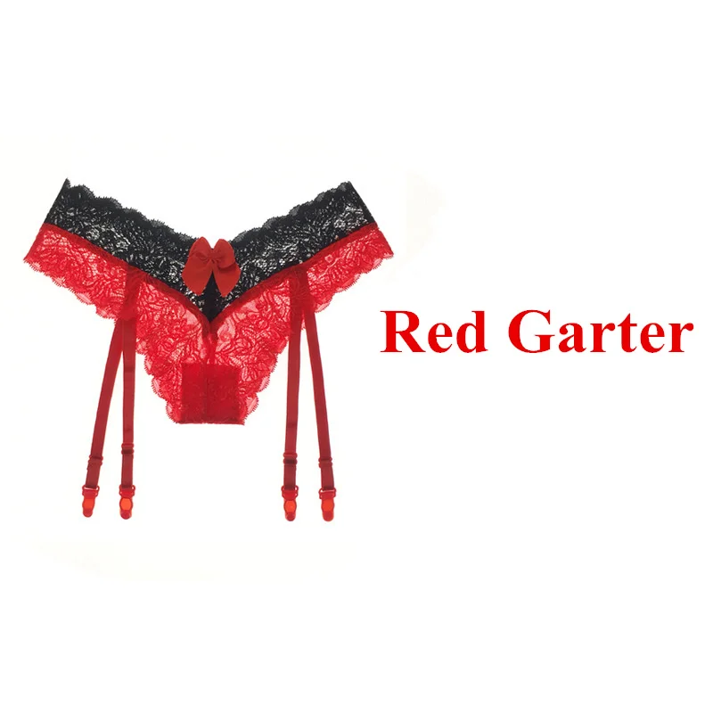 Red Garter Кружевные Прозрачные сексуальные чулки, набор, дамское нижнее белье, облегающие высокие чулки с подвязками для свадьбы, пояс для чулок, сексуальные колготки - Цвет: Red Garter