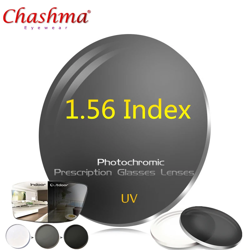 CHASHMA 1.56 Index Photochromic Lens Prescription Eyeglass Lenses UV Glasses Photochromic lenses-0.5-0.75-1.0-1.25 to-6.0