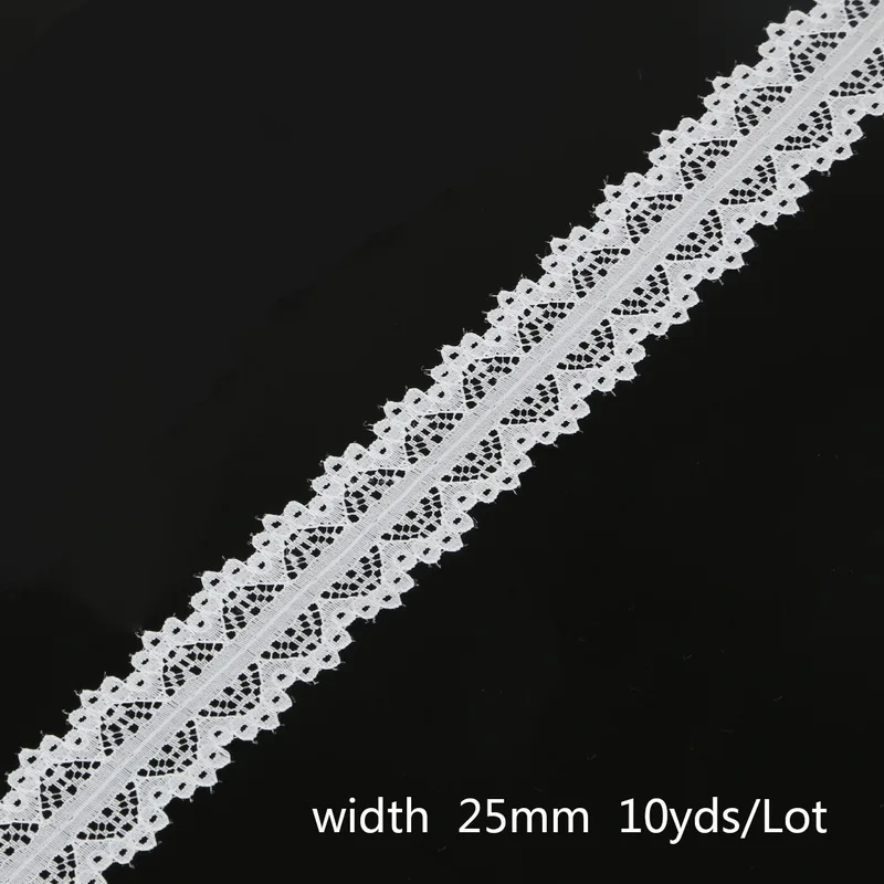 25mm Ширина 13-165 мм белая пружинистая кружевная лента для одежды аксессуары для DIY одежды свадебное украшение 10 ярдов/партия - Цвет: 25mm